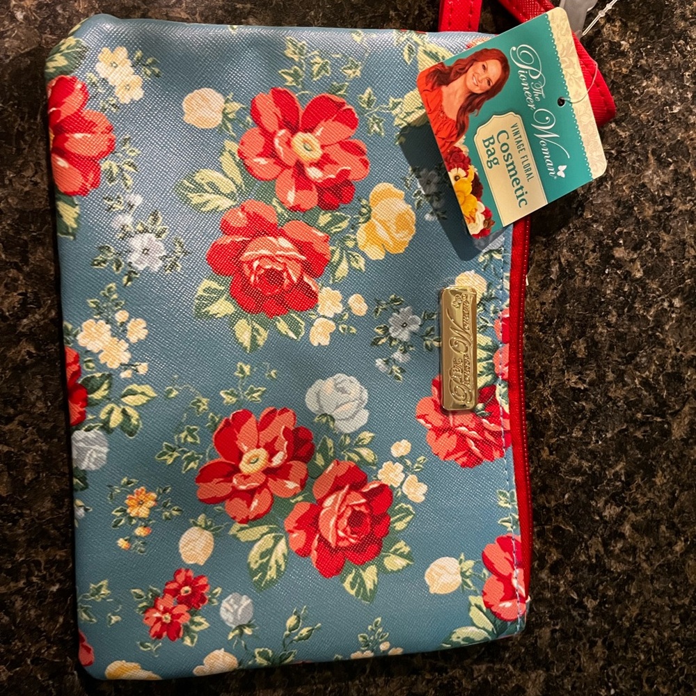 The Pioneer Woman Red and Yellow Floral Cosmetic Bag